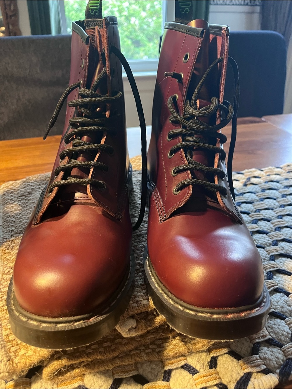 US 11.5 Solovair Oxblood 8 Eye Derby Boots
